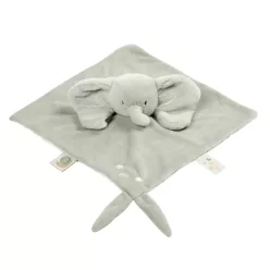   Nattou szundikendő plüss és pamut 28x28 cm LouLou Comforter elefánt zöld