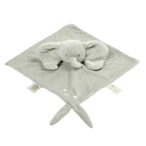 Nattou szundikendő plüss és pamut 28x28 cm LouLou Comforter elefánt zöld
