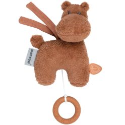   Nattou felhúzós zenélő plüss kicsi Susie and Bonnie - Susie, a víziló barna