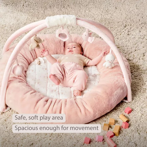 Nattou játszószőnyeg védőpárnával és játékhíddal FANFAN pink