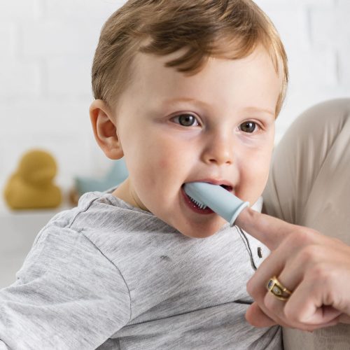 Nattou ujjra húzható szilikon fogkefe kék-aqua