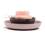 Nattou étkészlet szilikon 4 részes pink-padlizsán