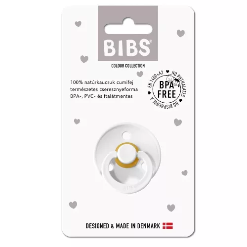 BIBS játszócumi - Colour natúr kaucsuk 0-6 hó hófehér 1 db