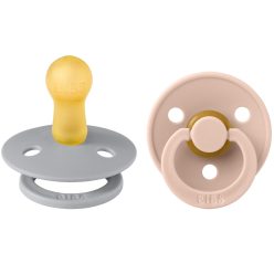   BIBS játszócumi – Colour natúr kaucsuk 6-18 hó delfin és púderrózsaszín 2 db