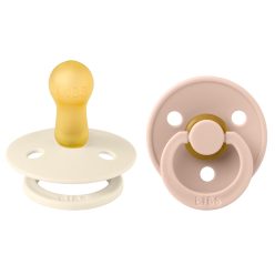   BIBS játszócumi - Colour natúr kaucsuk 6-18 hó krémfehér és púderrózsaszín 2 db