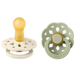   BIBS játszócumi - Boheme natúr kaucsuk 6-18 hó krémfehér és zsálya 2 db