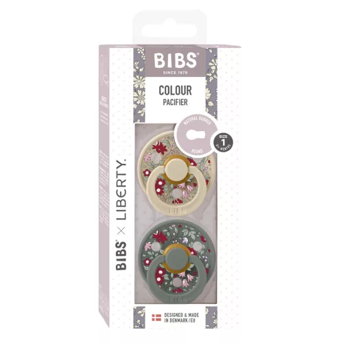 BIBS játszócumi - X Liberty Colour natúr kaucsuk 0-6 hó kamilla fenyőzöld 2 db