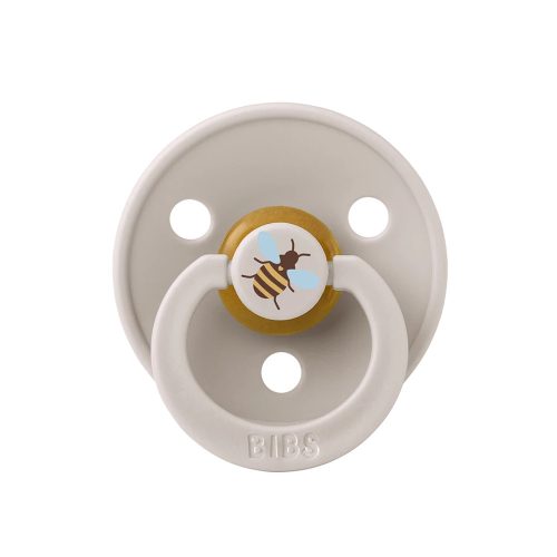 BIBS játszócumi - Studio Méhecske Colour natúr kaucsuk 0-6 hó gombaba 1db tasakban