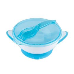 BabyOno tányér - tapadó aljú, fedeles, kanállal kék 1063/01