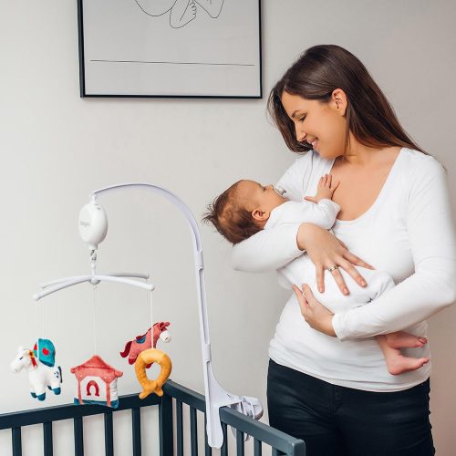 BabyOno zenélő-forgó elektromos - utazóágyra és fa kiságyra - Lovak 793