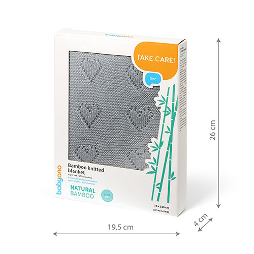 BabyOno babatakaró bambusz kötött 75x100cm szürke 1478/02