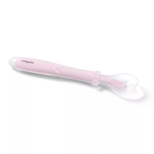 BabyOno etetőkanál szilikon flexibilis rózsaszín 785/03