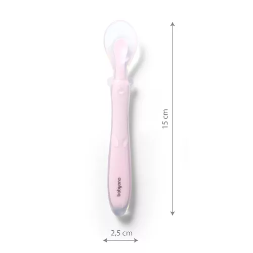 BabyOno etetőkanál szilikon flexibilis rózsaszín 785/03