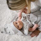 BabyOno fürdőlepedő kapucnis bambusz 100x100cm egérfülekkel szürke 1553/03