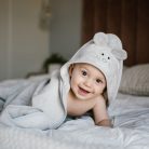BabyOno fürdőlepedő kapucnis bambusz 100x100cm egérfülekkel szürke 1553/03