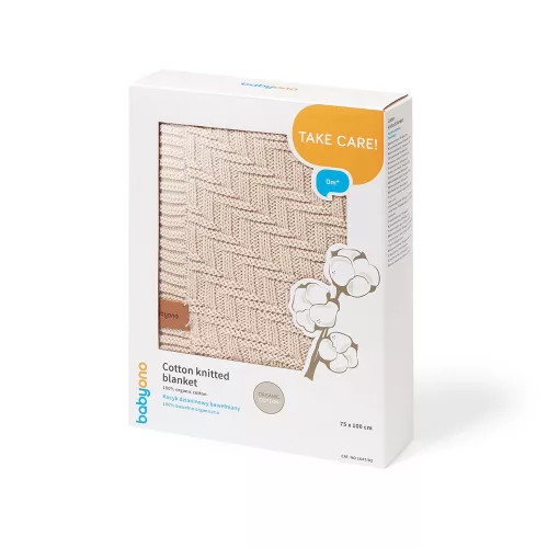 BabyOno babatakaró organikus pamut kötött 75x100cm bézs 1647/03