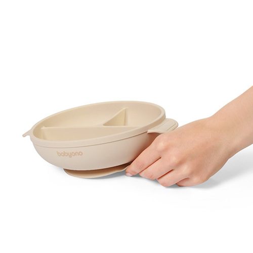 BabyOno babatányér - tapadó aljú, fedeles, 3 rekeszes bézs 1661/03