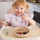 BabyOno babatányér - tapadó aljú, fedeles, 3 rekeszes bézs 1661/03