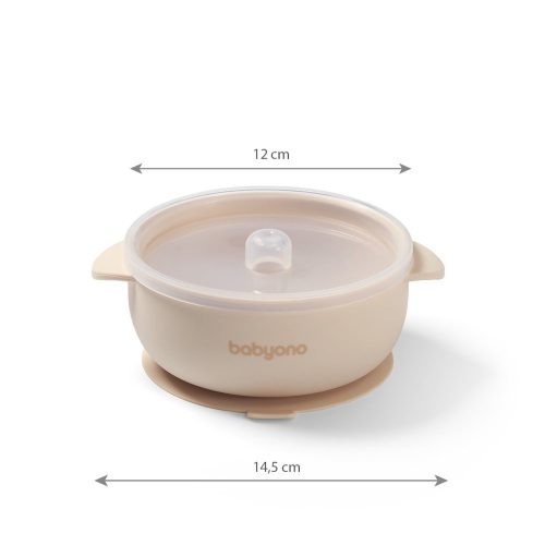 BabyOno babatányér - tapadó aljú, fedeles, mély bézs 1662/03