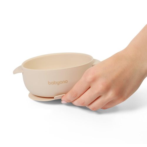 BabyOno babatányér - tapadó aljú, fedeles, mély bézs 1662/03