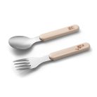 BabyOno evőeszköz-készlet rozsdamentes acél bézs maci 1065/03