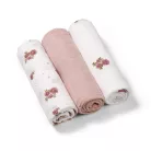 BabyOno textilpelenka színes 3db púderrózsaszín rózsamintás 348/13
