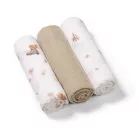 BabyOno textilpelenka színes 3db taupe macimintás 348/15
