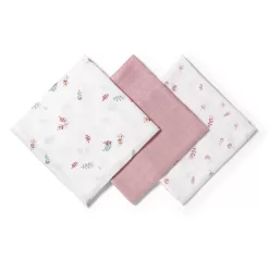   BabyOno textilpelenka színes 3db púderrózsaszín levélmintás 348/17