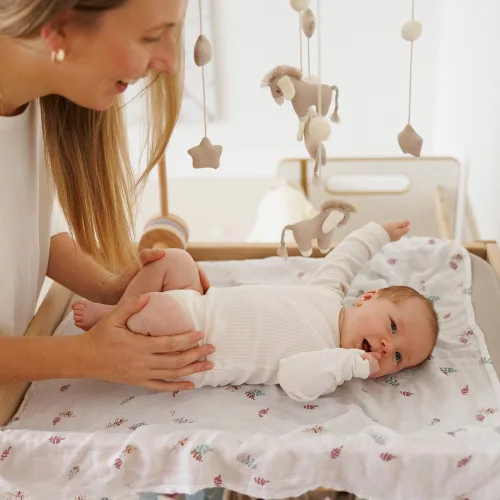 BabyOno textilpelenka színes 3db púderrózsaszín levélmintás 348/17