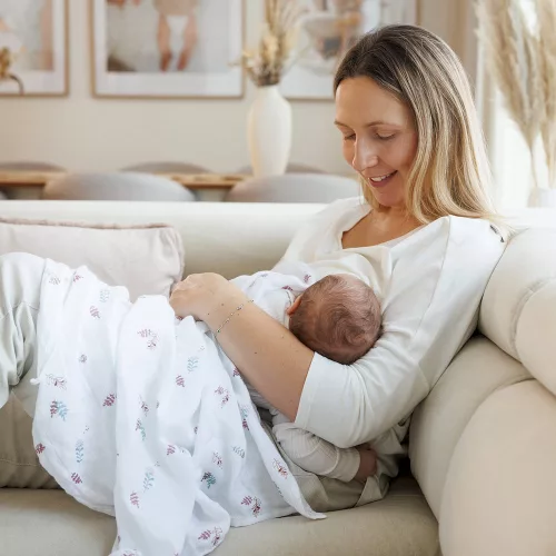 BabyOno textilpelenka színes 3db púderrózsaszín levélmintás 348/17