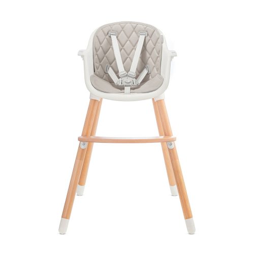 Kinderkraft etetőszék Sienna 2in1 fa lábbal szürke