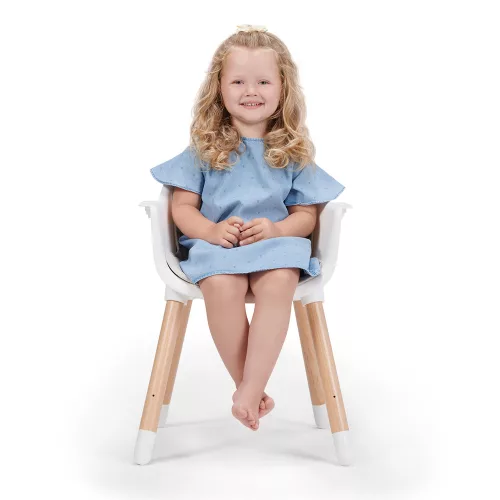 Kinderkraft etetőszék Sienna 2in1 fa lábbal szürke