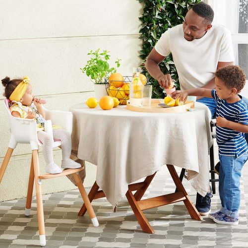 Kinderkraft etetőszék Sienna 2in1 fa lábbal pink