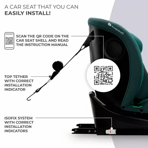 Kinderkraft gyerekülés I-Grow i-Size Isofix 40-150cm zöld-kék