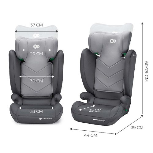 Kinderkraft gyerekülés I-SPARK i-Size 100-150cm szürke