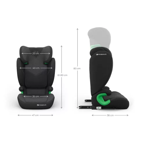 Kinderkraft gyerekülés Junior Fix 2 PLUS i-Size Isofix 100-150cm fekete