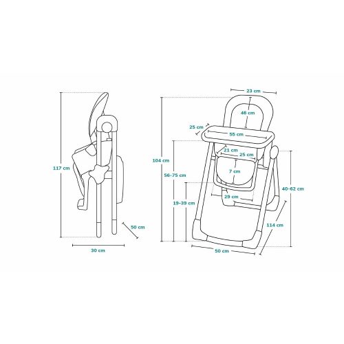 Lionelo etetőszék Linn Plus szürke