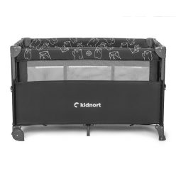   Kidnort utazóágy-babaöböl Naste 2 szintes, kerekes, kibúvós fekete