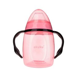 Akuku ivópohár - szilikonos csőrös pohár döntött 9 hó 280 ml pink