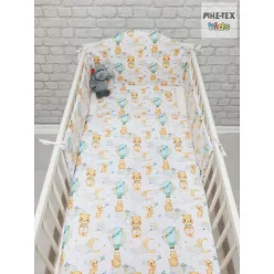   Pihe-Tex Ágynemű Pamut 3 részes 90x140 40x50cm Hőlégballonos maci zöld 683/Z