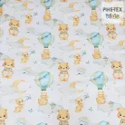 Pihe-Tex Ágynemű Pamut 3 részes 90x140 40x50cm Hőlégballonos maci zöld 683/Z