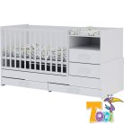 Todi White Bunny babaszoba szett - átalakítható 70x140cm kiságy és 3 fiókos komód pelenkázó feltéttel