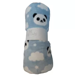   Soffi Baby takaró plüss dupla kék fehér pandapofi 75x100cm
