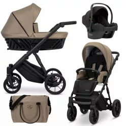   Kunert multifunkciós babakocsi 3in1 Ivento fekete vázzal Cosmo i-Size babahordozóval Caramel Machiato  IVE-10-BL