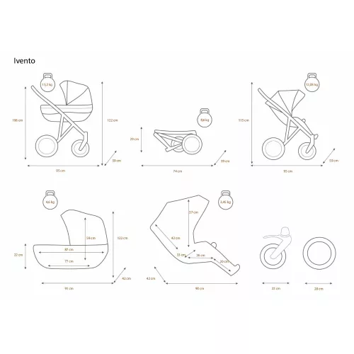 Kunert multifunkciós babakocsi 3in1 Ivento fekete vázzal Cosmo i-Size babahordozóval Caramel Machiato  IVE-10-BL