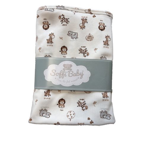 Soffi Baby takaró pamut dupla barna állatok 80x100cm