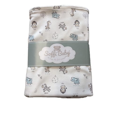 Soffi Baby takaró pamut dupla kék elefántok 80x100cm