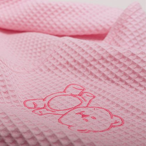 Vaganza fürdőlepedő Waffle 70X70cm rózsaszín hímzett maci