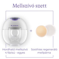   Lansinoh hordható mellszívó 4 fázisú egyes Soothies regeneráló mellpárnával szettben