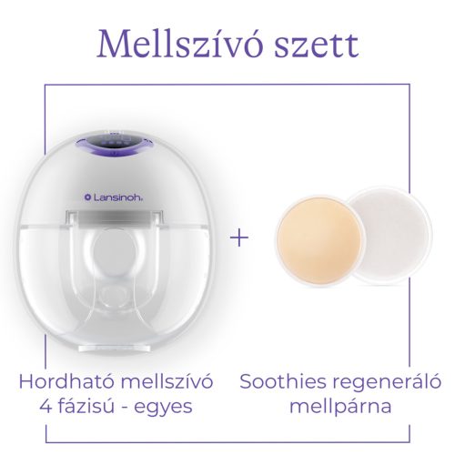 Lansinoh hordható mellszívó 4 fázisú egyes Soothies regeneráló mellpárnával szettben